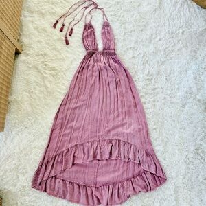 Boho High-Lo Halter Backless Maxi Sundress